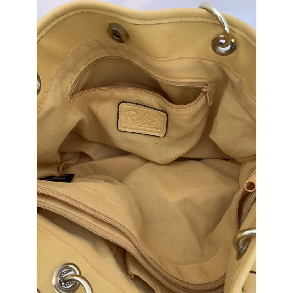 Relic Yellow Faux Leather Shoulderbag Hobo Style Compartments Goldtone Hardware
